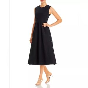 NWT Max Mara Lindsey Black Wool Blend Dress Sleeveless Button Detail Size 10